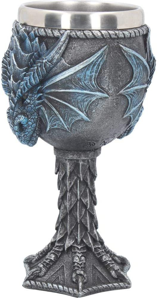 Artist Collections~ Dragon Lore Chalice Anne Stokes Goblet 17.2cm Blue, Resin w/stainless steel insert, One Size
