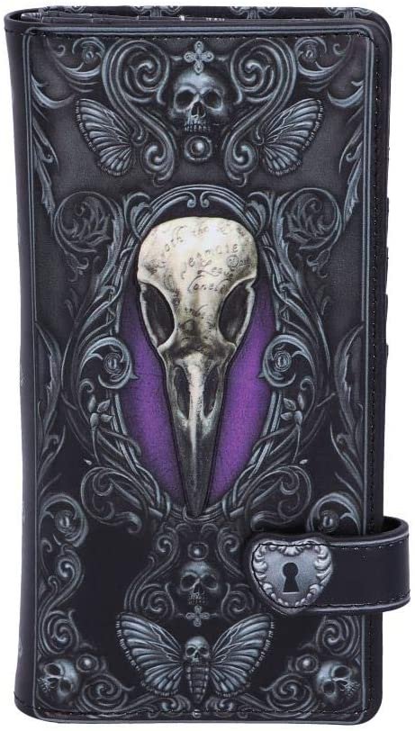 Wiccan Collection~B5117R0 Edgar Allen Poe Nevermore Raven Purse, PU, Black, 18.5cm