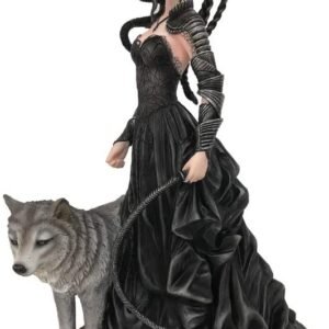 Magicun N.Giftware~Nene Thomas Bellamaestra Dragonling and Wolf Companion Figurines, Polyresin, Black, One Size