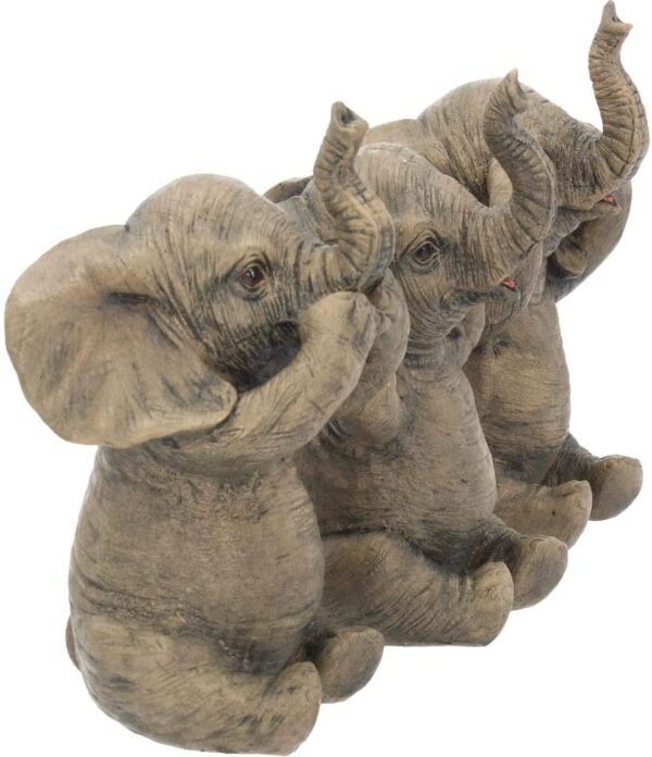 Magicun N.Giftware~Three Wise Elephants Figurine 16 cm Grey