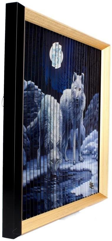 Artist Collections~ Lisa Parker Wolves Kinetic Picture 43cm, PVC Board, PS Frame, Paper, Black