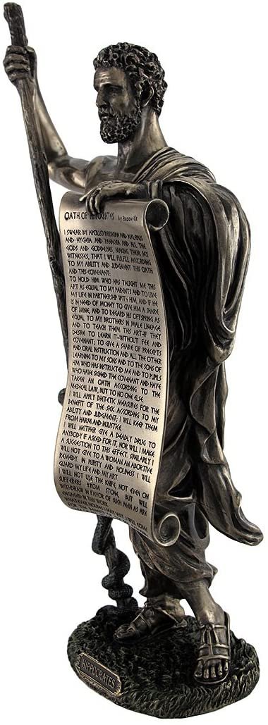 Magicun  Collection~Bronzed Hippocrates (Father of Medicine) Statue Holding Hippocratic Oath