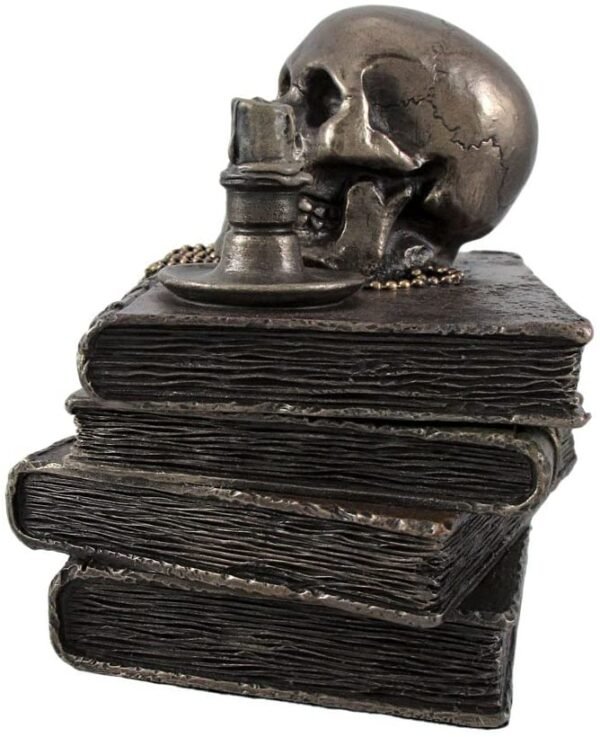 Magic  Collection~Bronze Wizard`s Study Books and Skull Trinket Stash Box