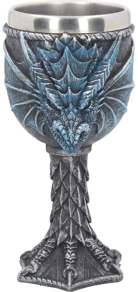Artist Collections~ Dragon Lore Chalice Anne Stokes Goblet 17.2cm Blue, Resin w/stainless steel insert, One Size