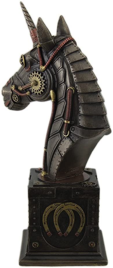 Magic  Collection~Steampunk Unicorn Bust Antique Bronze Finish Statue