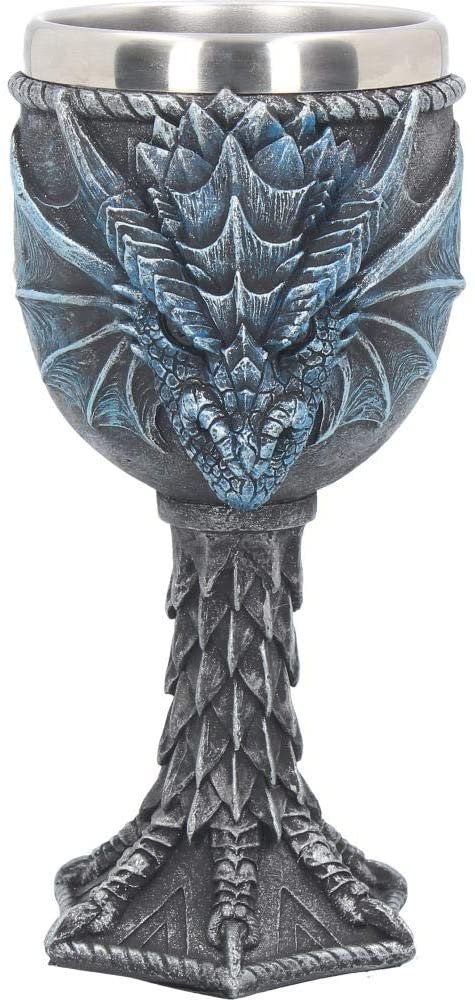 Artist Collections~ Dragon Lore Chalice Anne Stokes Goblet 17.2cm Blue, Resin w/stainless steel insert, One Size