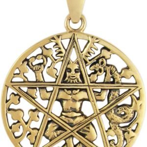 Bronze Pagan God Cernunnos Pentacle Pentagram Pendant