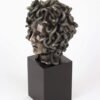 Magic  Collection~Cast Bronze Resin Medusa Head Figure on Plinth Bust Sculpture Painted Accent Art