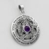 Sterling Silver Cut Out Moon Goddess Pentacle Pendant with Natural Amethyst
