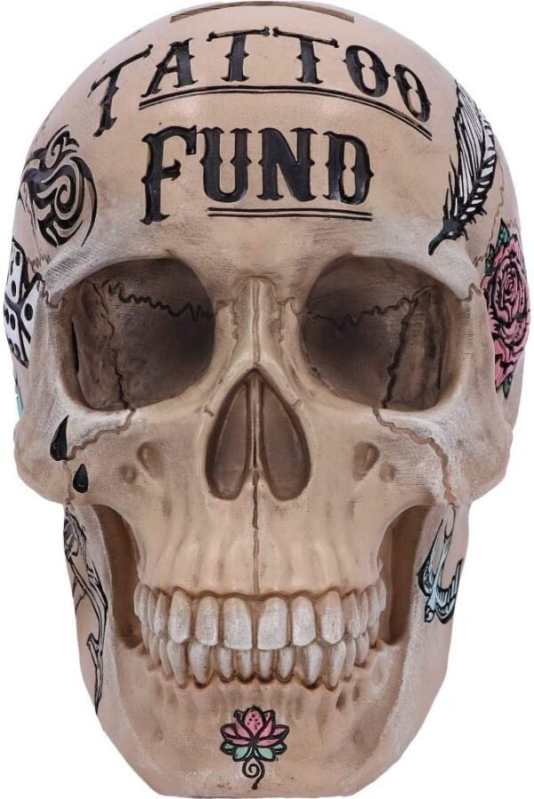 Dark Collection~Natural Bone Coloured Traditional, Tribal Tattoo Fund Skull, Polyresin, One Size