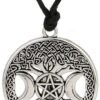 Witchcraft~MIXIA Celttic Knot Triple Moon Pentagram Pentacle Star Wicca Pendant Necklace Round Pagan Jewelry