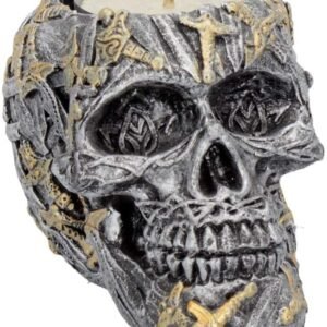 Dark Collection~Cranial Blade 10cm Set of 4 Skull Tealight Holders Silver, Resin, One Size