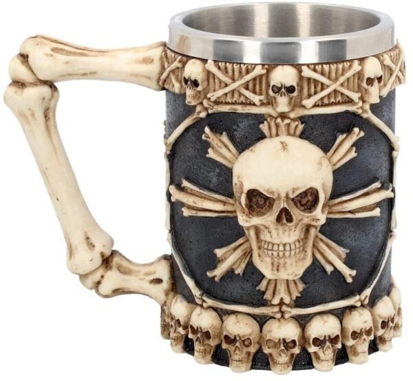 Dark Collection~Large Tankard of Skulls Mug 18cm Ivory