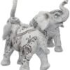 Magicun N.Giftware~Henna Harmony Set of 2 9.5cm Elephant Figurines, White, One Size