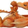 Fantasy Collection~ Sweetest Moment Orange Dragon and Dragonling Kissing Figurine, Polyresin, One Size