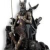 Magic  Collection~Bronzed Norse God Odin on Throne with Ravens and Wolves Statue