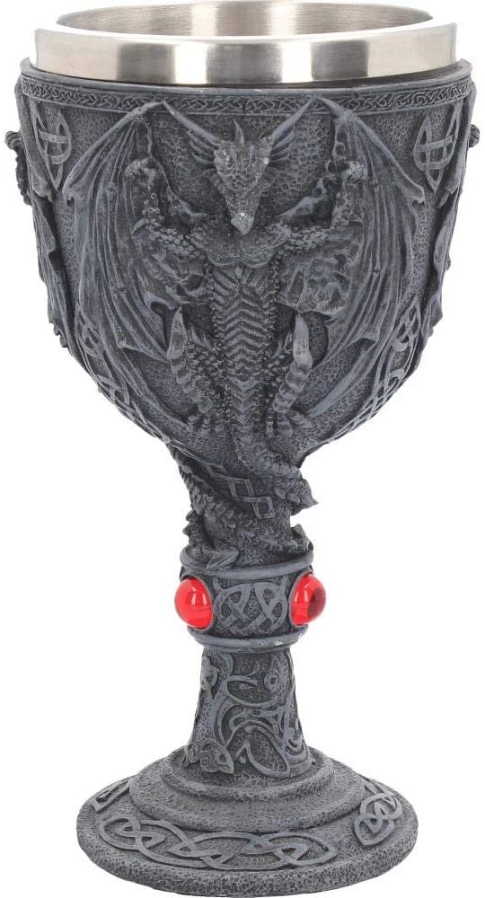 Nemesis Now U2888H7 Dragon's Blood Goblet 19cm, Resin w/stainless steel insert, Black, One Size