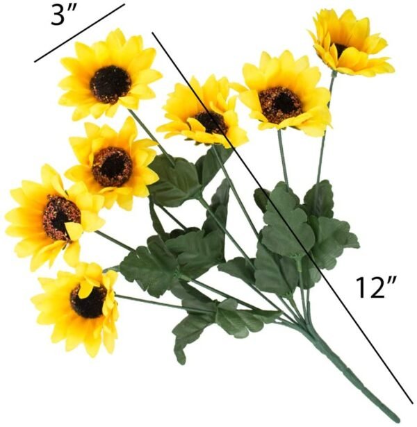 Witchcraft~SNAIL GARDEN Artificial Sunflower, 6 Bunches Silk Sunflowers Bouquet-7 Heads 3" Real Looking Fake Helianthus Per Pack with Green Leaves for Home Office Wedding Garden Party Decoration