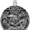Sterling Silver Moon Pentacle Pentagram Pendant; 1 Inch Diameter