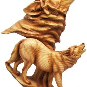 Animal Collection~ Natural Melody Howling Wolves Wood Effect Bust, Polyresin, One Size