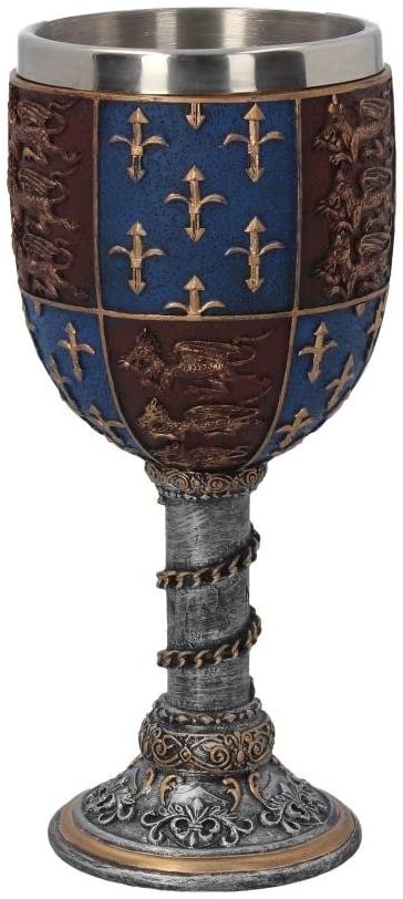 Mythology Collection~ C0702B4 Medieval Goblet 17.5cm Grey, Resin w/Stainless Steel Insert