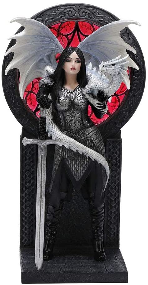 Magic  Collection~9.5 Inch Anne Stokes Valour Dragon Gothic Female Warrior Polyresin Hand Painted Figurine Sculpture