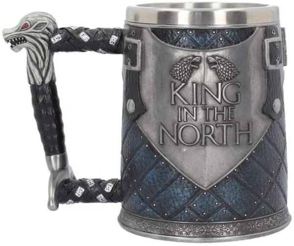Magicun N.Giftware~B4158M8 King in The North Tankard Game of Thrones Mug 14cm Blue, Resin w/Stainless Steel Insert