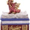 Magicun N.Giftware~Red Dragonling Diaries Dragon Book Box, Polyresin, 11.3cm