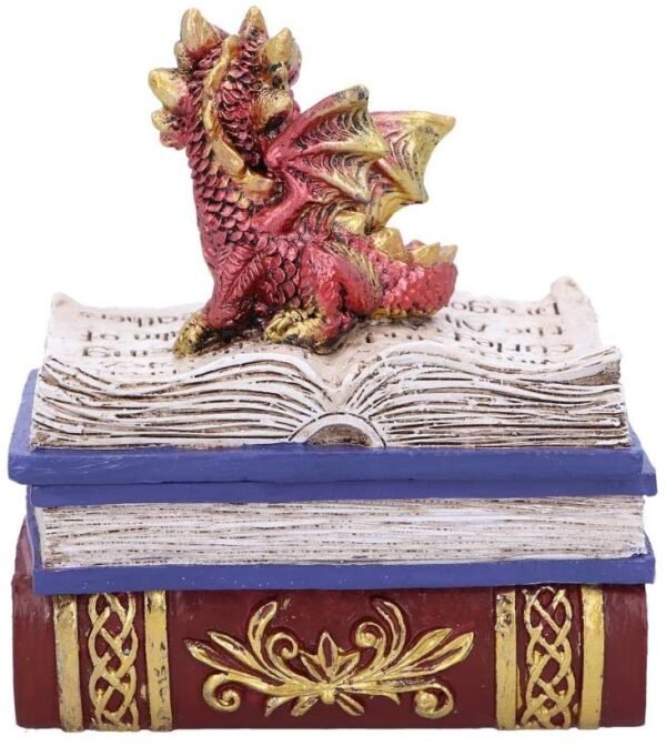 Magicun N.Giftware~Red Dragonling Diaries Dragon Book Box, Polyresin, 11.3cm