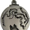 Soloman Pentant~Pewter Wolf Moon Pendant Necklace