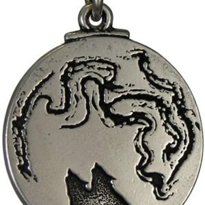 Soloman Pentant~Pewter Wolf Moon Pendant Necklace