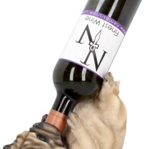 Magicun N.Giftware~Guzzlers Pug Wine Bottle Holder 21cm Fawn