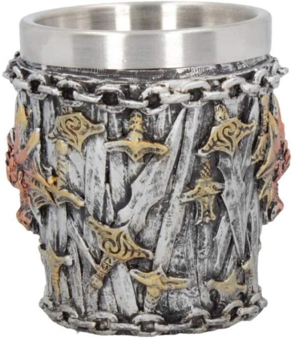 Fantasy Collection~ Dragon Kingdom Set of 4, Shot Glasses 6.5cm Silver, Resin w/Stainless Steel Insert