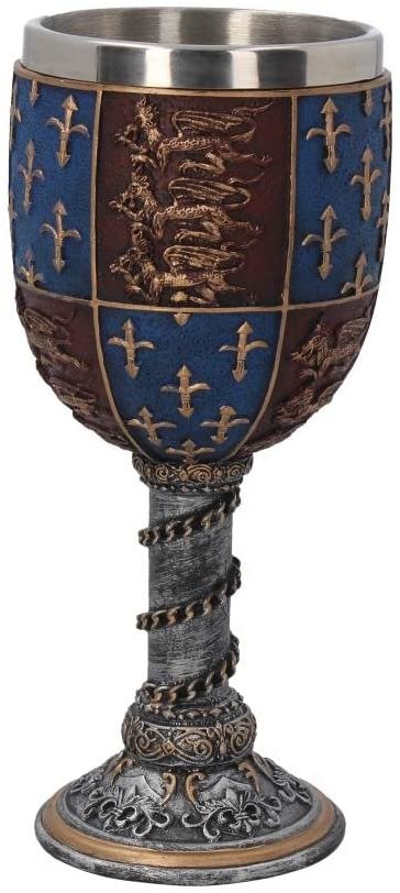 Mythology Collection~ C0702B4 Medieval Goblet 17.5cm Grey, Resin w/Stainless Steel Insert