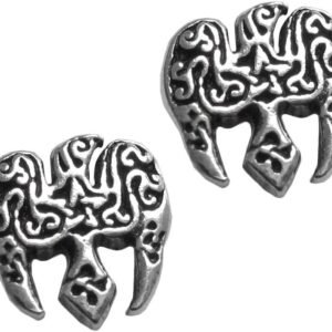 Sterling Silver Raven Pentacle Pentagram Earring Studs