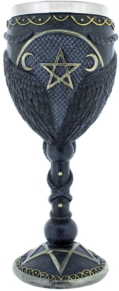 Dark Collection~Baphomet Goblet 20cm Black, Resin w/stainless steel insert, One Size