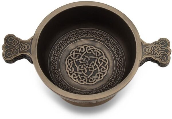 Magic  Collection~Celtic Knotwork Pattern Bronze Finished Two Handled Quaich Cup