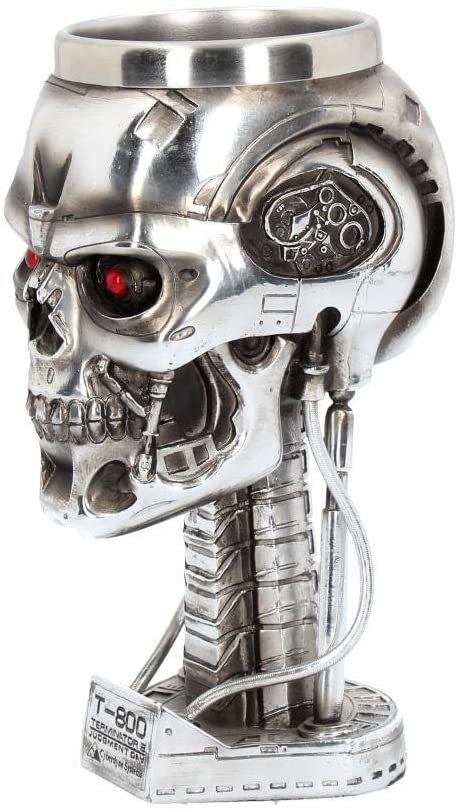 Magicun N.Giftware~Terminator Head Goblet 17cm Silver, Resin w/Stainless Steel Insert