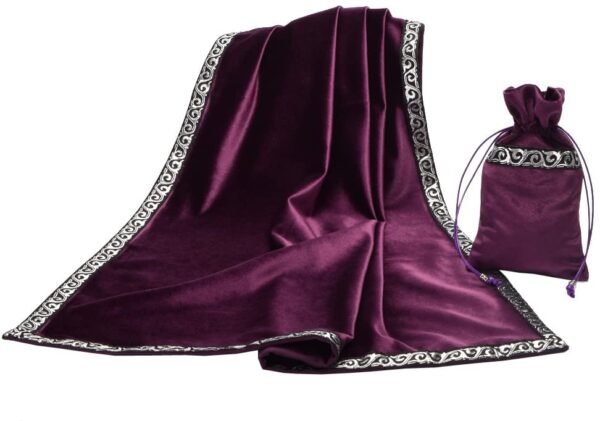 Altar Tarot Table Cloth Divination Wicca Velvet Cloth with Tarot Pouch Purple