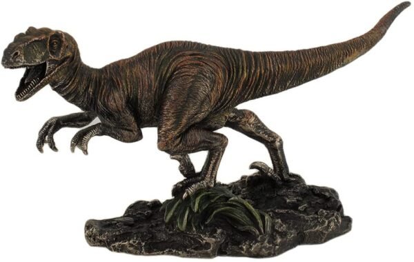 Magicun  Collection~Highly Detailed Velociraptor Dinosaur Bronzed Statue Hand Painted Raptor
