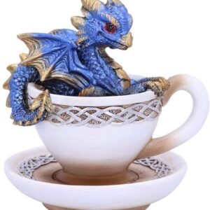 Magicun N.Giftware~Blue Dracuccino Dragon Teacup Figurine, Polyresin, 11.3cm