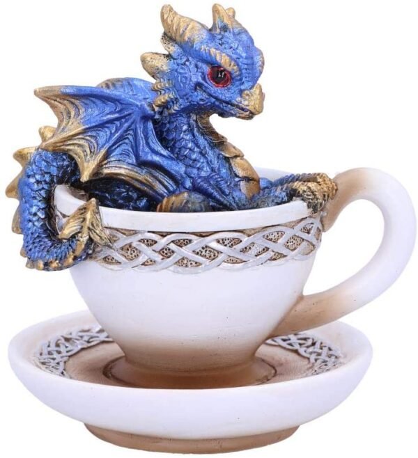 Magicun N.Giftware~Blue Dracuccino Dragon Teacup Figurine, Polyresin, 11.3cm