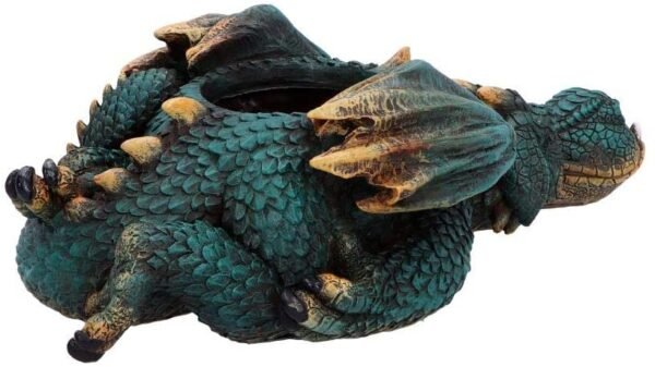 Fantasy Collection~ Dozing Dragon Plant Pot 31.8cm, Resin, Green, One Size