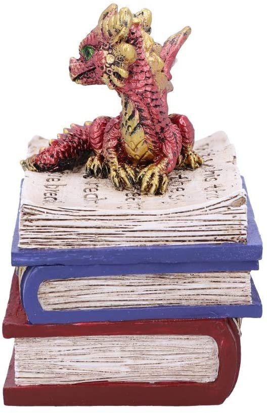 Magicun N.Giftware~Red Dragonling Diaries Dragon Book Box, Polyresin, 11.3cm