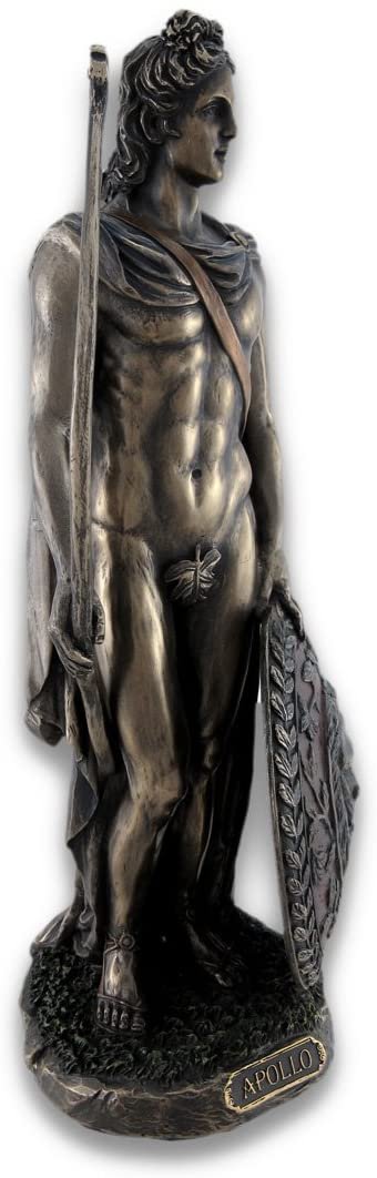 Magic  Collection~Roman/Greek God Apollo with Shield and Bow Bronzed Statue
