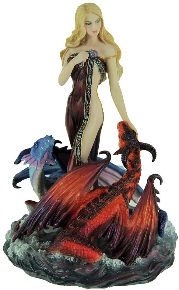 Magic  Collection~Resin Statues James Ryman Dragon Bathers Statue 4.5 X 7.5 X 4 Inches Red