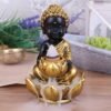 Light Collection~Baby Buddha Backflow Incense Burner 10.3cm, Gold