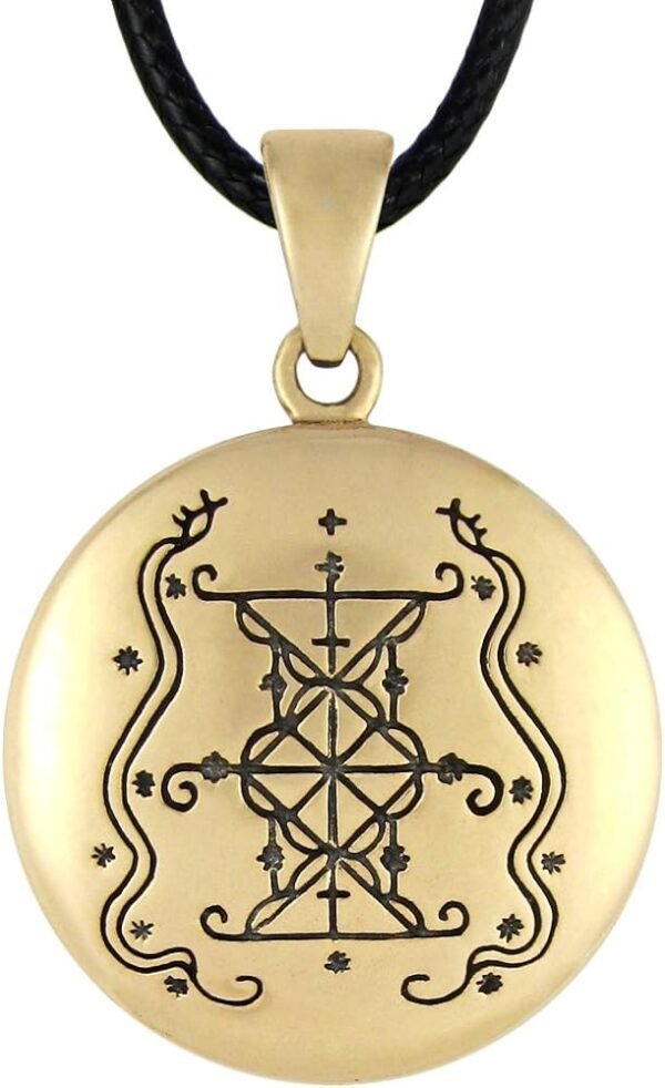 Bronze Papa Damballah Voodoo Loa Veve Symbol Pendant Necklace
