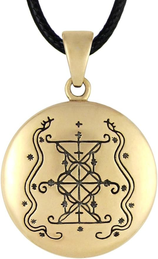 Bronze Papa Damballah Voodoo Loa Veve Symbol Pendant Necklace