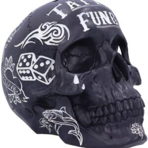 Dark Collection~Black and White Traditional, Tribal Tattoo Fund Skull, Polyresin, One Size